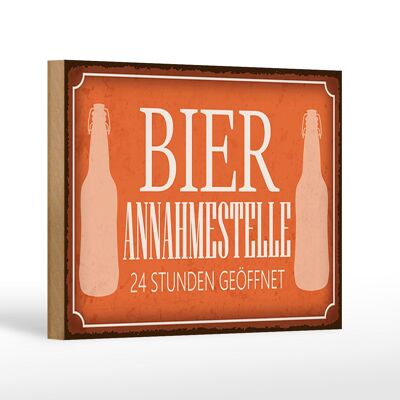 Cartel de madera que dice punto de aceptación de cerveza 18x12 cm decoración 24 horas
