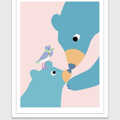 Poster for nursery: Pink Bear. Artist: Alice RICARD 30x40