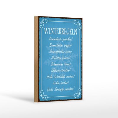 Holzschild Spruch 12x18cm Winterregel Kaminabende Glühwein Dekoration