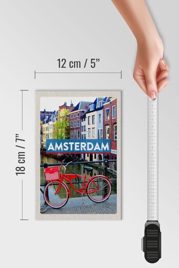 Panneau en bois voyage 12x18 cm Amsterdam destination de voyage décoration vélo 4