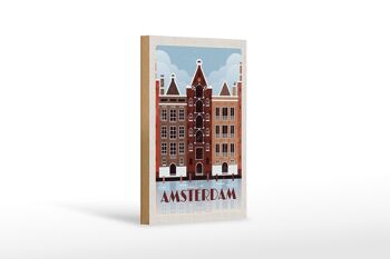Panneau en bois voyage 12x18 cm Amsterdam destination de voyage décoration cadeau 1