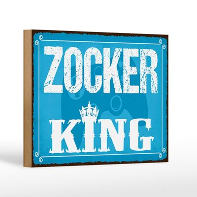 Letrero de madera con inscripción Zocker King Gamer 18x12 cm decoración