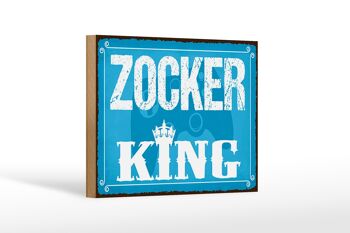 Panneau en bois avec inscription 18x12 cm, décoration Zocker King Gamer 1