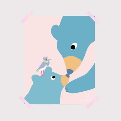 Poster for nursery: Pink Bear. Artist: Alice RICARD 20x25