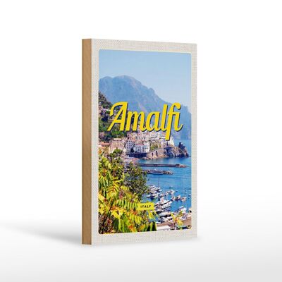 Cartel de madera viaje 12x18 cm Amalfi Italia vacaciones vista al mar decoración
