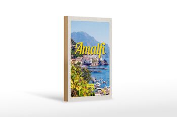 Panneau en bois voyage 12x18 cm Amalfi Italie vacances vue sur la mer décoration 1