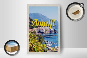 Panneau en bois voyage 12x18 cm Amalfi Italie vacances vue sur la mer décoration 2