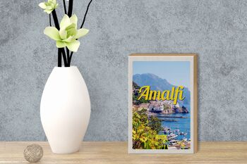 Panneau en bois voyage 12x18 cm Amalfi Italie vacances vue sur la mer décoration 3