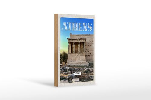 Holzschild Reise 12x18 cm Athens Greece Akropolis Geschenk Dekoration
