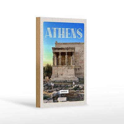 Panneau en bois voyage 12x18 cm Athènes Grèce Acropole décoration cadeau