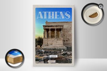 Panneau en bois voyage 12x18 cm Athènes Grèce Acropole décoration cadeau 2