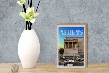 Panneau en bois voyage 12x18 cm Athènes Grèce Acropole décoration cadeau 3
