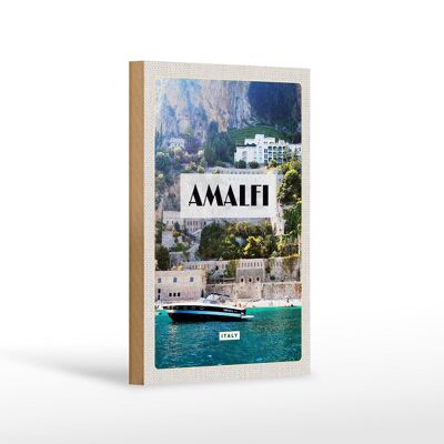 Cartello da viaggio in legno 12x18 cm Decorazione barca mare Amalfi Italia