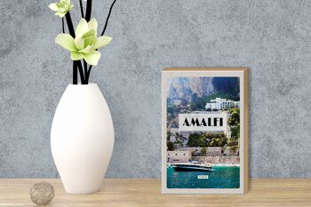 Panneau en bois voyage 12x18cm Amalfi Italie décoration bateau de mer 3