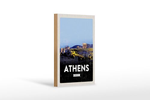 Holzschild Reise 12x18cm Athens Greece Überblick Dekoration