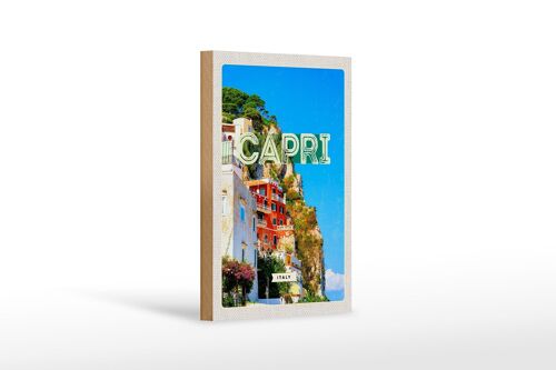 Holzschild Reise 12x18 cm Capri Italy Stadt Bergen Urlaub Dekoration