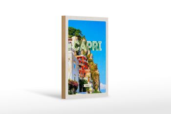 Panneau en bois voyage 12x18 cm Capri Italie ville Bergen décoration de vacances 1