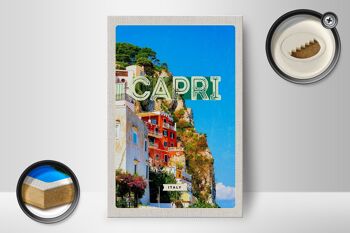 Panneau en bois voyage 12x18 cm Capri Italie ville Bergen décoration de vacances 2