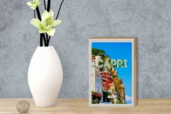 Panneau en bois voyage 12x18 cm Capri Italie ville Bergen décoration de vacances 3