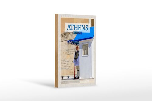 Holzschild Reise 12x18cm Athens Greece Evzone Wache Dekoration