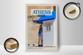 Panneau en bois voyage 12x18cm Athènes Grèce Evzone garde décoration 2