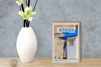 Panneau en bois voyage 12x18cm Athènes Grèce Evzone garde décoration 3