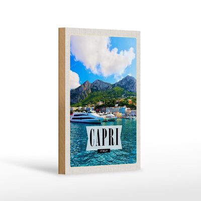Cartello da viaggio in legno 12x18 cm Capri Italia isola mare decorazione vacanza
