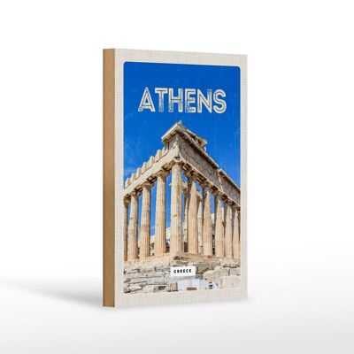 Panneau en bois voyage 12x18 cm Athènes Grèce Acropole décoration cadeau