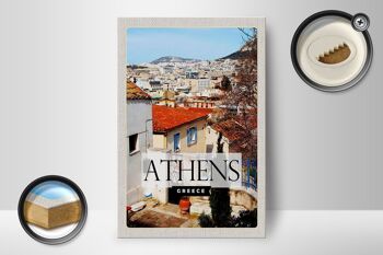 Panneau en bois voyage 12x18 cm Athènes Grèce ville destination de voyage décoration 2