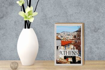 Panneau en bois voyage 12x18 cm Athènes Grèce ville destination de voyage décoration 3