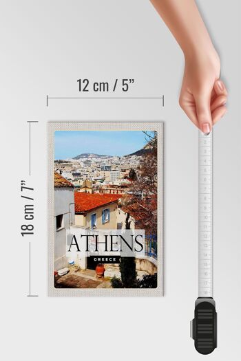Panneau en bois voyage 12x18 cm Athènes Grèce ville destination de voyage décoration 4