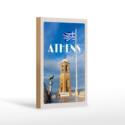 Holzschild Reise 12x18 cm Athens Greece Flagge Akropolis Dekoration