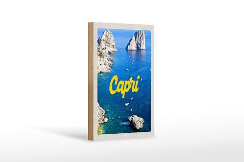 Holzschild Reise 12x18 cm Retro Capri Italy Meer Bergen Dekoration