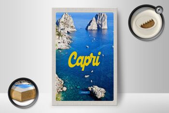 Panneau en bois voyage 12x18 cm rétro Capri Italie mer montagnes décoration 2