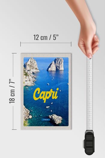 Panneau en bois voyage 12x18 cm rétro Capri Italie mer montagnes décoration 4