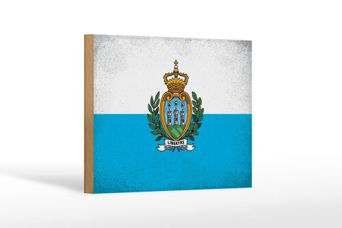 Holzschild Flagge San Marino 18x12 cm San Marino Vintage Dekoration