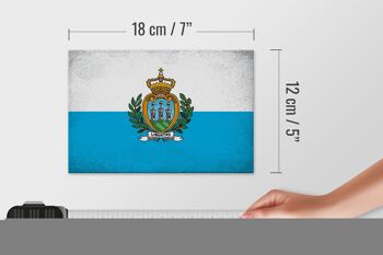 Panneau en bois drapeau Saint-Marin 18x12 cm Saint-Marin décoration vintage 4