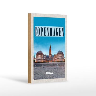 Wooden sign travel 12x18 cm Retro Copenhagen Denmark castle decoration