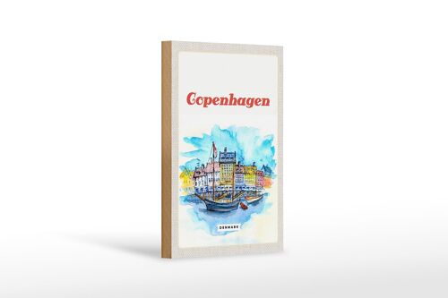 Holzschild Reise 12x18 cm Bild Copenhagen Denmark Boot Dekoration