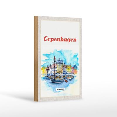 Holzschild Reise 12x18 cm Bild Copenhagen Denmark Boot Dekoration