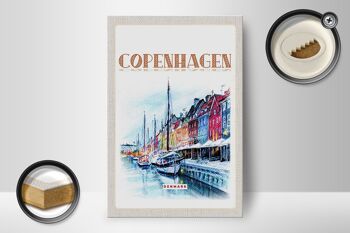 Panneau en bois voyage 12x18 cm art Copenhague Danemark décoration de bateau 2