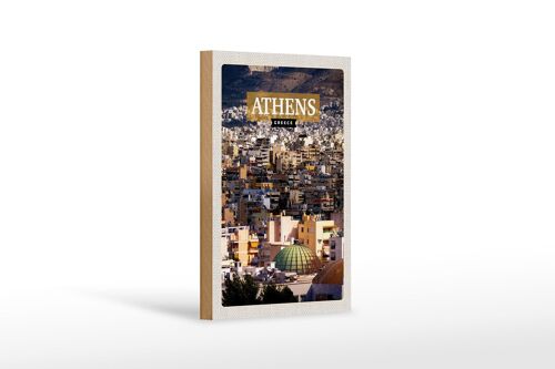 Holzschild Reise 12x18cm Athens Greece Blick auf die Stadt Dekoration