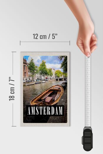 Panneau en bois voyage 12x18 cm Amsterdam destination de voyage bateau Hollande décoration 4