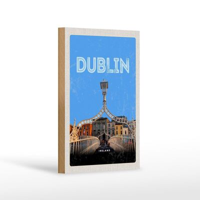 Panneau en bois voyage 12x18cm rétro Dublin Irlande Destination de voyage