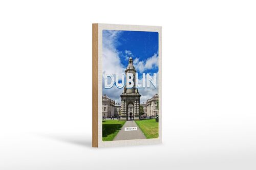 Holzschild Reise 12x18 cm Retro Dublin Ireland Reiseziel Stadt
