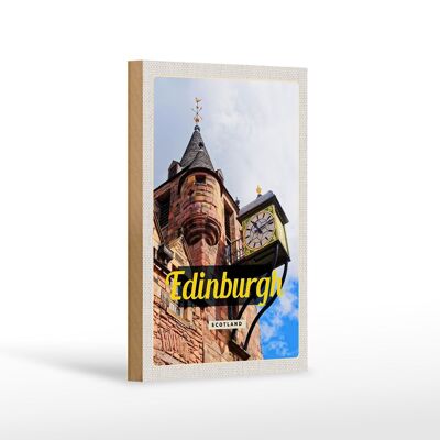 Cartello da viaggio in legno 12x18 cm Edimburgo Scozia Città Vecchia