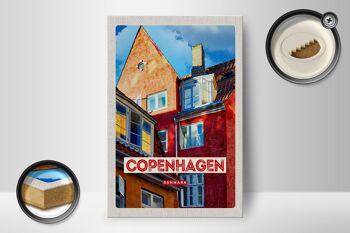 Panneau en bois voyage 12x18 cm Copenhague Danemark décoration de maison ancienne 2