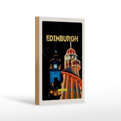 Cartello in legno da viaggio 12x18 cm Decorazione luci notturne Edimburgo Scozia