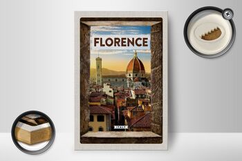 Panneau en bois voyage 12x18 cm Florence Italie vacances Toscane 2