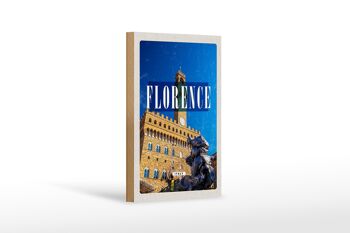 Panneau en bois voyage 12x18cm Florence Italie tour de l'horloge rétro Toscana 1